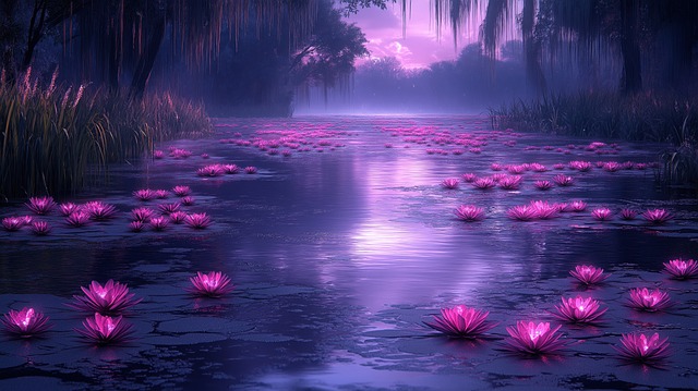 Free lily pads lake flowers illustration