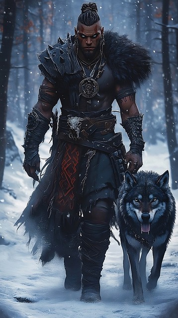 Free ai generated man wolf illustration