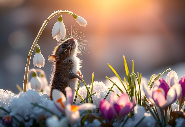 Free ai generated winter mouse illustration