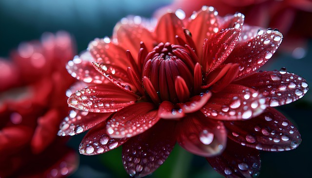 Free red flower dewdrops illustration