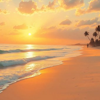 Oceano, Playa, Atardecer, Arte