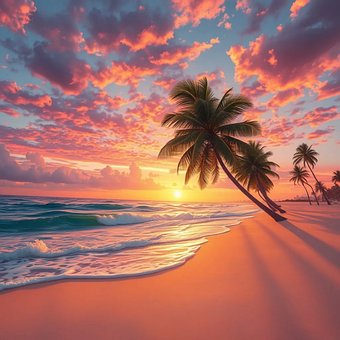 Oceano, Playa, Atardecer, Arte