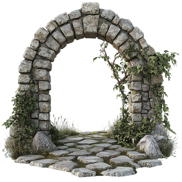 Free stone archway medieval gate ancient ruins illustration