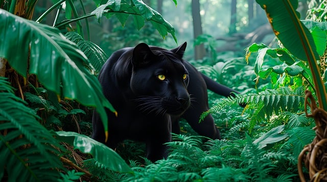 Free ai generated panther forest illustration