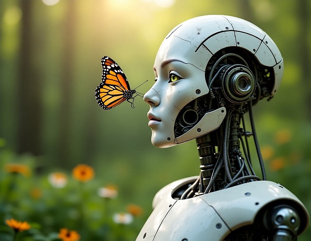 Free robot android butterfly illustration