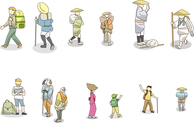 Free people traveler japan illustration