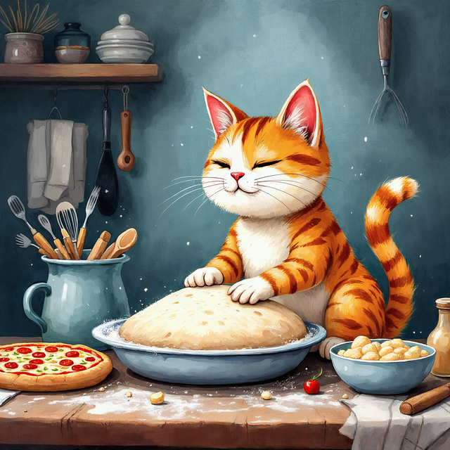 Free ai generated cat pizza illustration