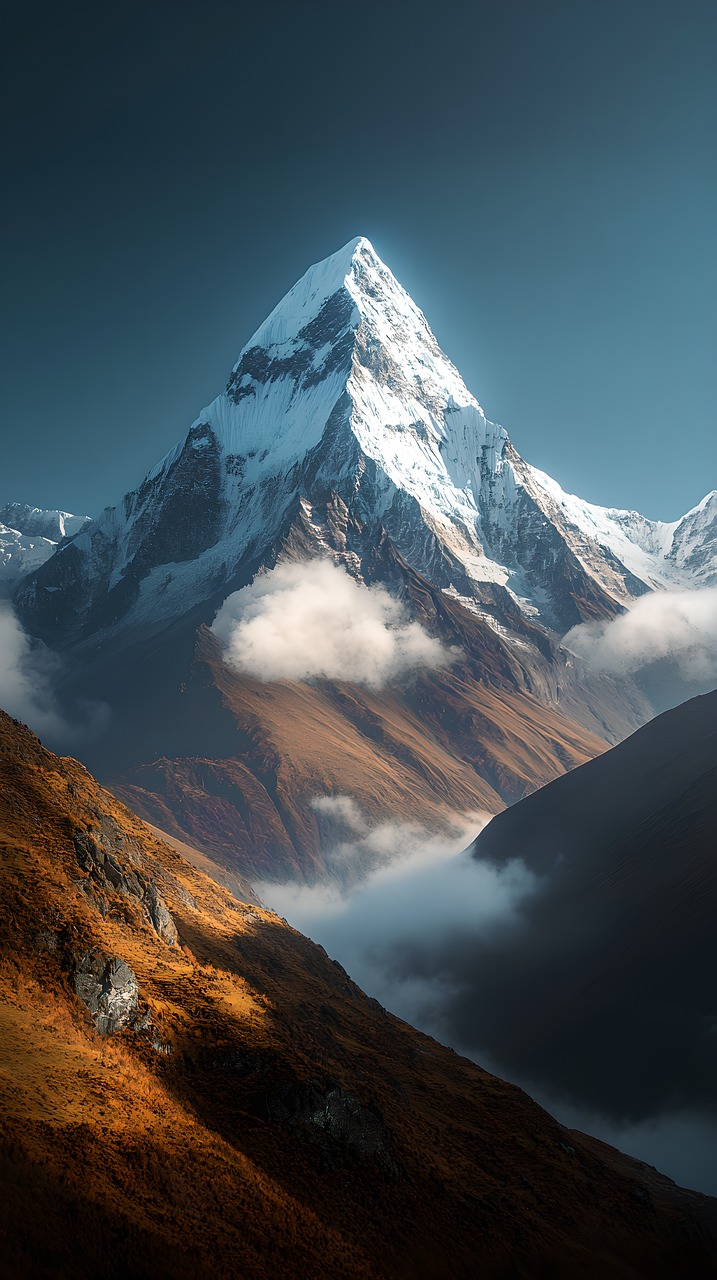 Download free HD stock image of Ai Generated Snow Mountain Free ai generated snow mountain peak illustration