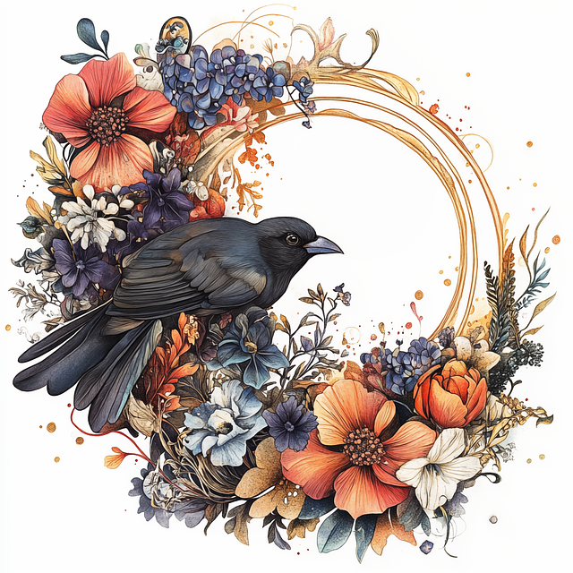 Free ai generated blackbird bird illustration