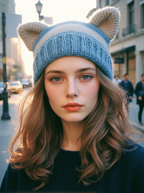 Mulher, Moda, Gorro, Inverno, Cidade