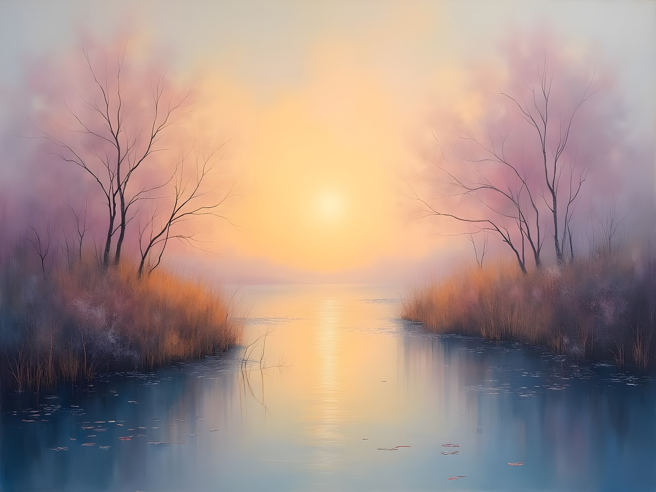 Free ai generated river landscape illustration