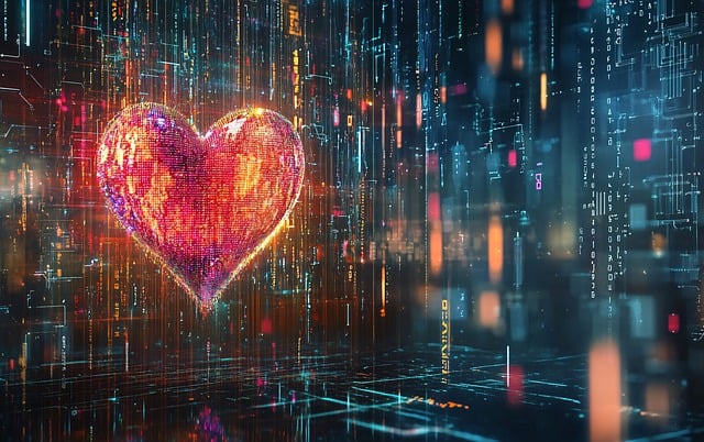 Free ai generated heart cyber illustration