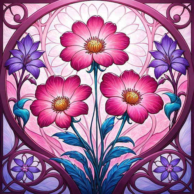 Fantasy Blomster, Farvet Glas Kunst