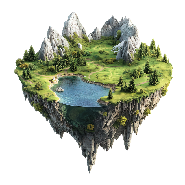 Free ai generated floating island island illustration