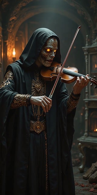 Free ai generated ghost violin illustration