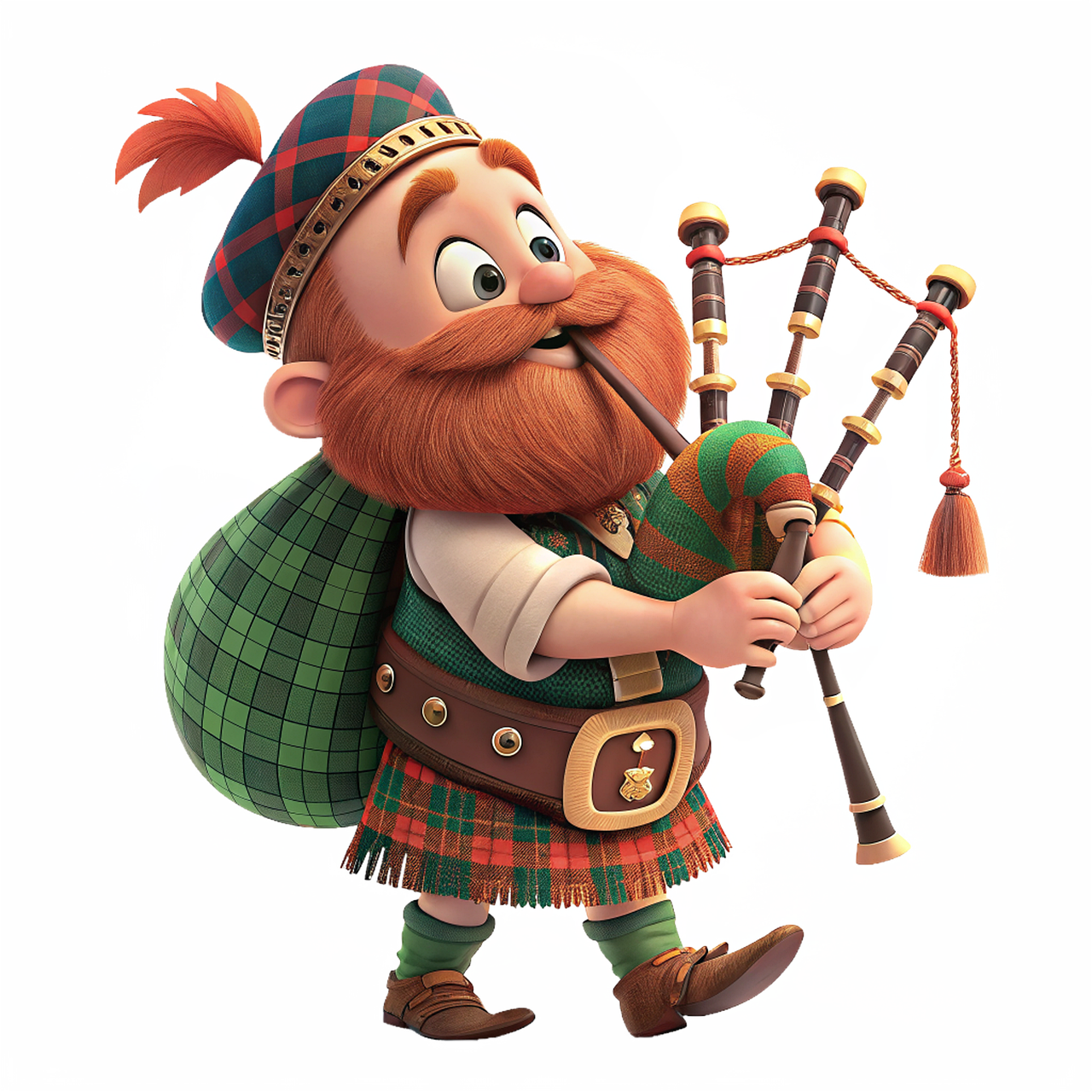 Download free HD stock image of Ai Generated Scotsman Free ai generated scotsman bagpipes illustration