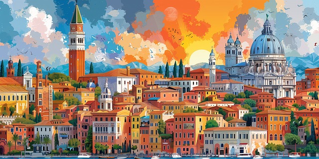 Free ai generated venice cityscape illustration