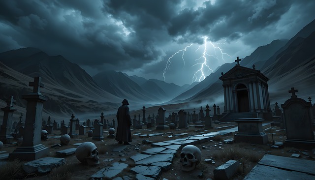 Free ai generated valley cemetery illustration