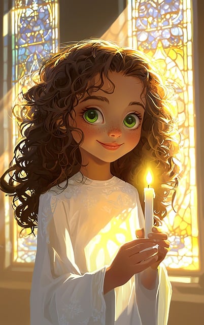 Free ai generated girl church illustration