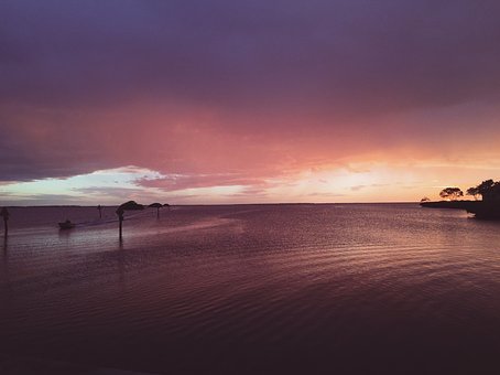Atardecer, Golfo, Agua