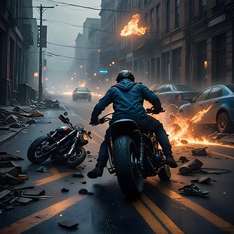 Ulykke, Krak, Skade, Cykel, Motorcykel