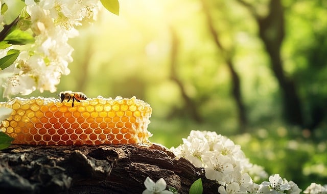 Free ai generated bee honeycomb illustration