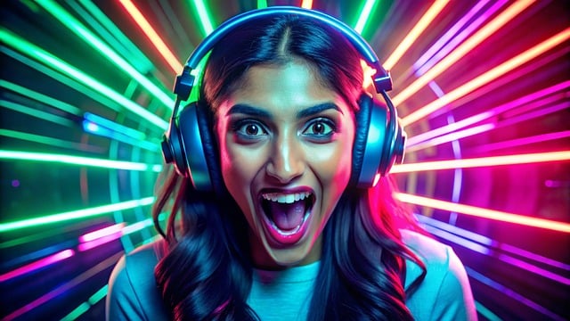 Free ai generated woman headphones illustration