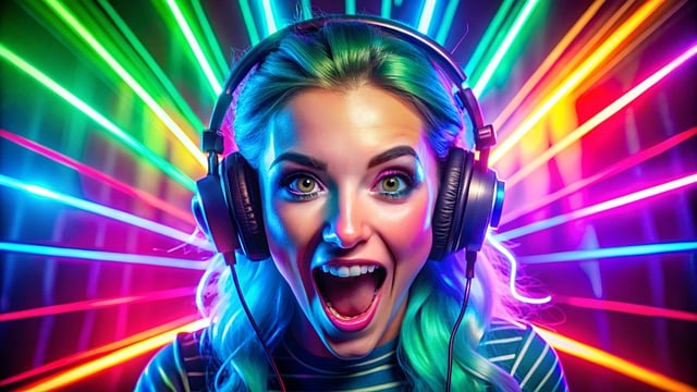 Free ai generated woman headphones illustration