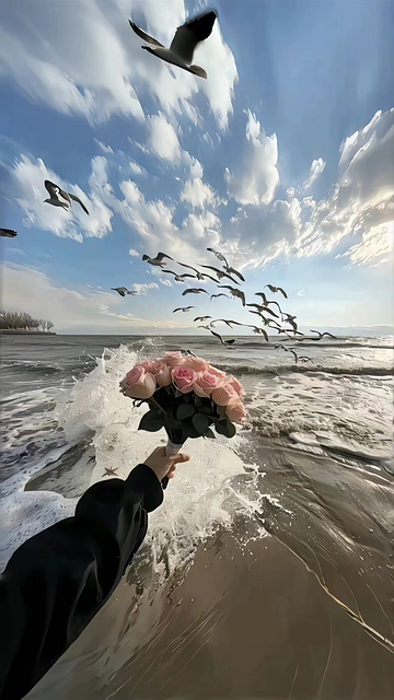 Sea Surface, Seabird, Flower, 生成的Ai