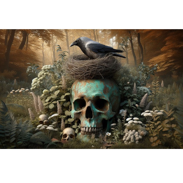 Download Skull And Raven, Terror, Gothic. Royalty-Free Stock