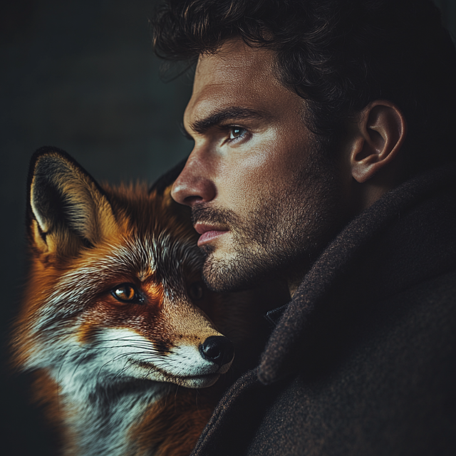 Free ai generated man fox illustration