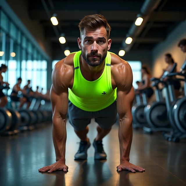 Free man push up fitness illustration