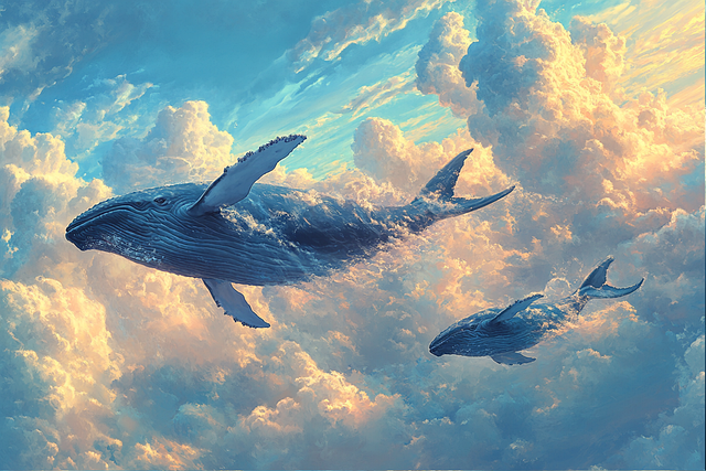 Free ai generated whales swimming illustration