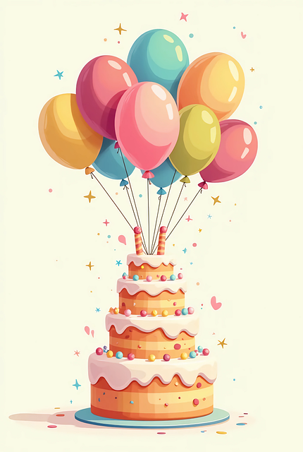 Ai Generiert, Kuchen, Ballons, Kerzen