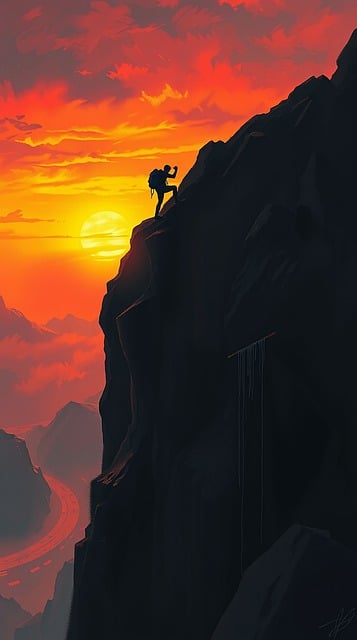 Free rock climbing adventure climbing illustration