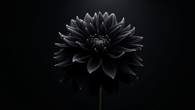 Free ai generated black dahlia dark flower illustration