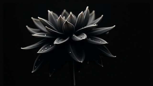 Free ai generated black dahlia dark flower illustration