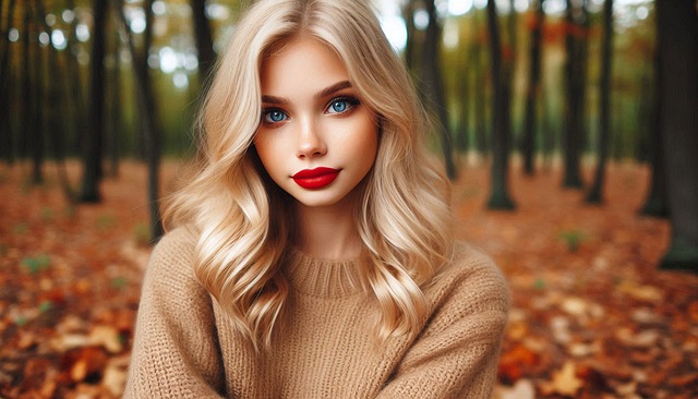 Retrato, Bonita, Niña, Otoño, Joven