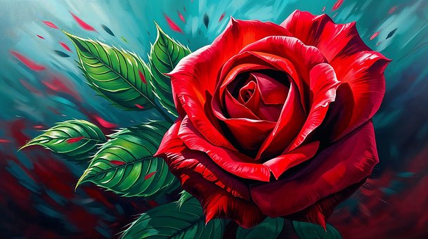 Rose, Blomst, Natur, Plante, Maleri