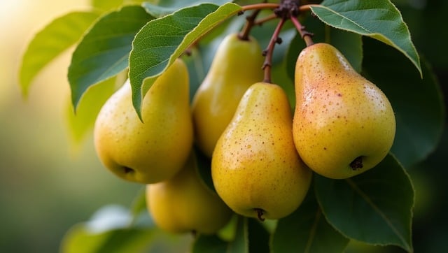 Free ai generated pear tree dewy fruit illustration