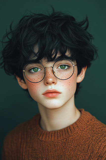 Free ai generated boy glasses illustration
