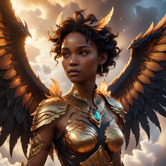Free Black Woman Dragon illustration and picture