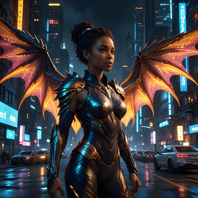 Free Black Woman Dragon illustration and picture