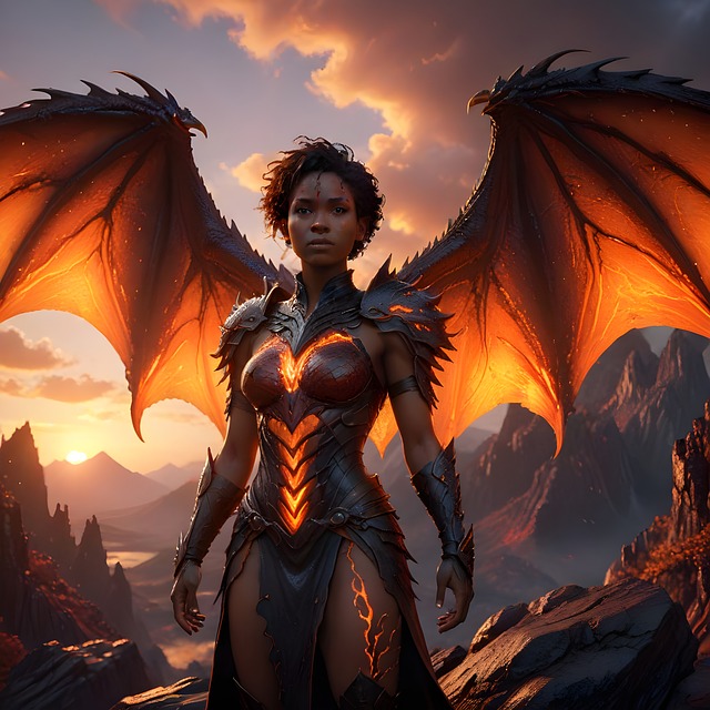 Free Black Woman Dragon illustration and picture