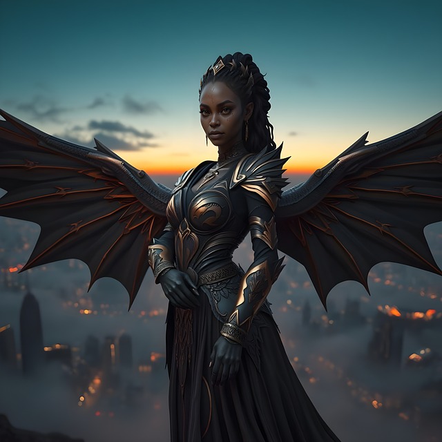 Free Black Woman Dragon illustration and picture