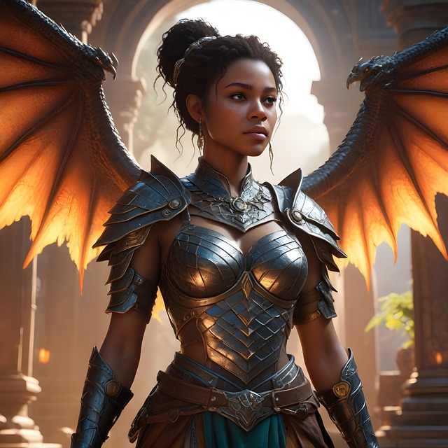 Free Black Woman Dragon illustration and picture