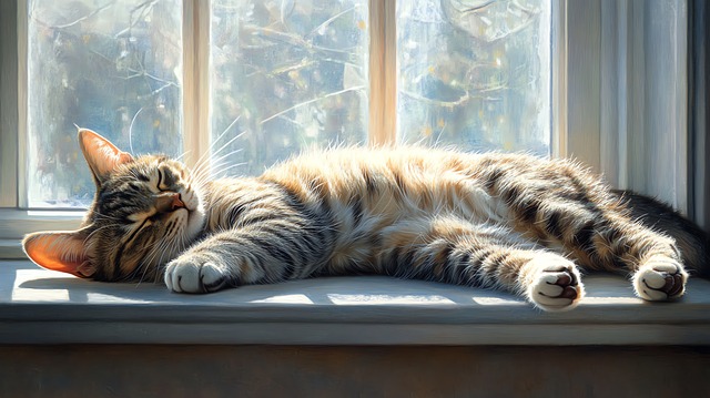 Free ai generated cat windowsill illustration