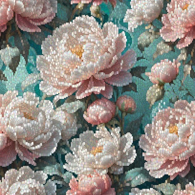 Free flower peonies pixelated illustration