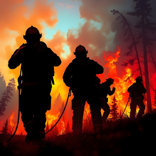Free ai generated firefighter wildfire illustration