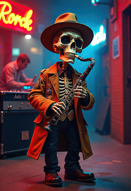 Free ai generated skeleton clarinet illustration